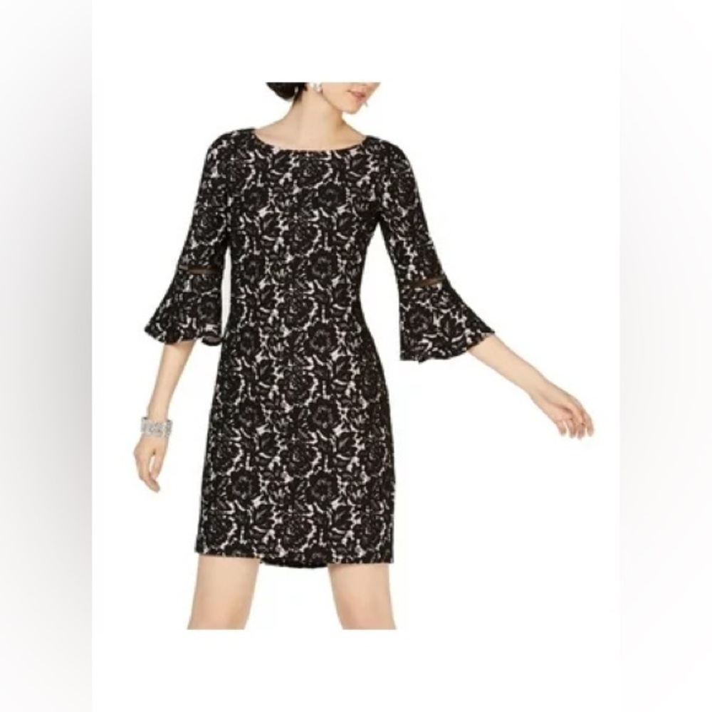 Jessica Howard- Black and Baby Pink Floral Lace Cocktail Dress Size 4P